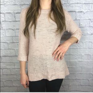 🍃 Chico’s Pink Metallic Gold Sweater 3/4 Sleeve